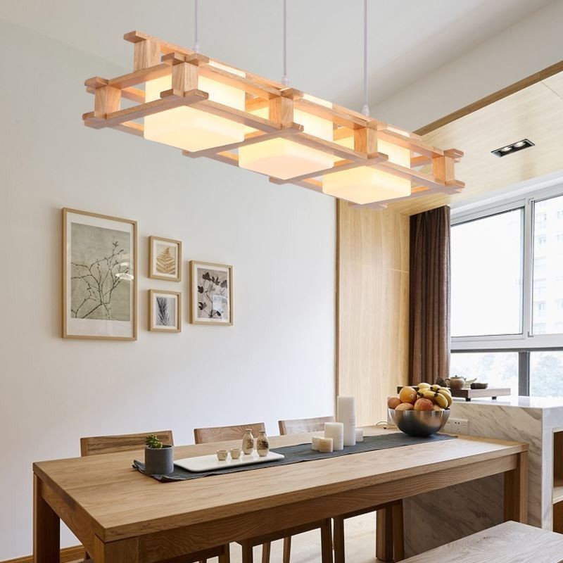 Creative 3 svetlá dubová závesná lampa dekoratívne drevené stropné svetlo kaviarne