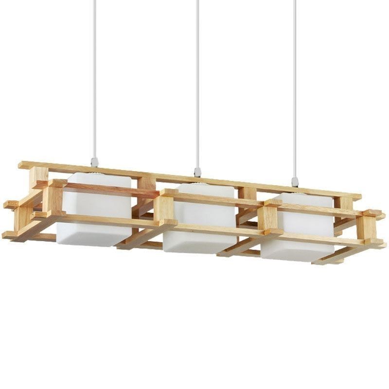 Creative 3 svetlá dubová závesná lampa dekoratívne drevené stropné svetlo kaviarne