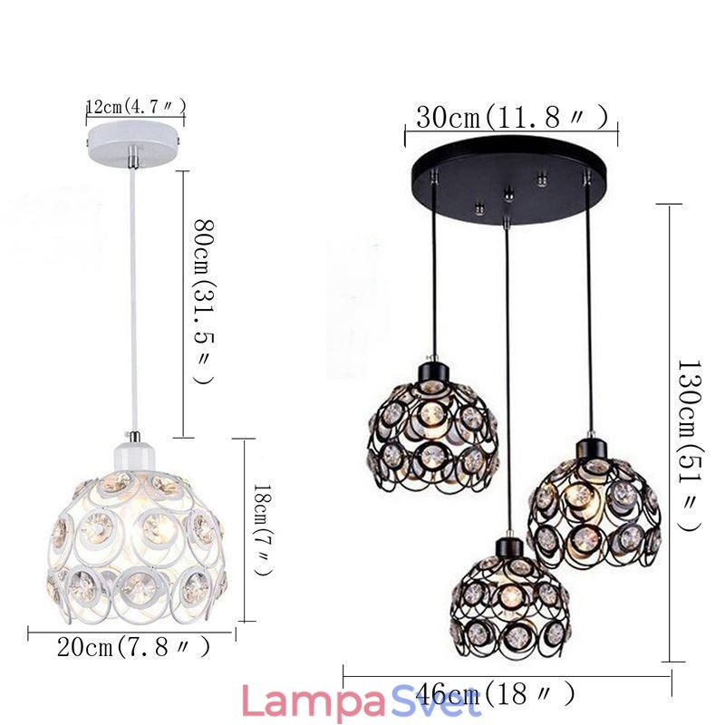 Nápady na ostrovné závesné lampy z dutého krištáľového železa