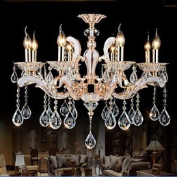 Luxusné svietidlá európskeho štýlu Candle Crystal Závesné zinkové zliatiny