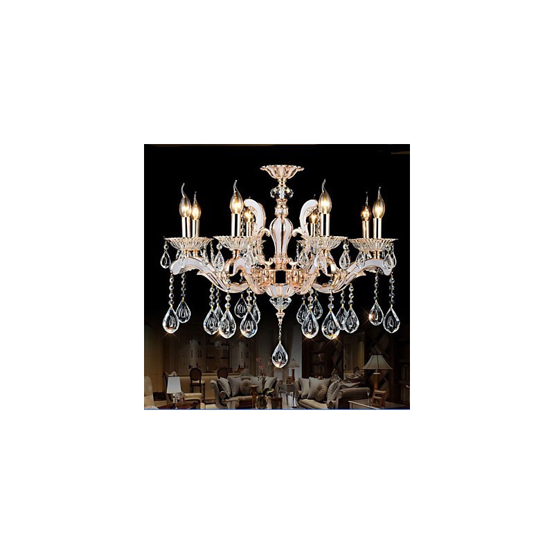 Luxusné svietidlá európskeho štýlu Candle Crystal Závesné zinkové zliatiny