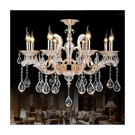 Luxusné svietidlá európskeho štýlu Candle Crystal Závesné zinkové zliatiny Luxusné svietidlá európskeho štýlu Candle Crystal Závesné zinkové zliatiny