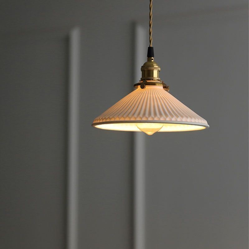 Retro skladaná závesná lampa z keramiky v japonskom štýle