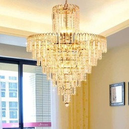 Moderný elegantný krištáľový závesný kužeľový luster