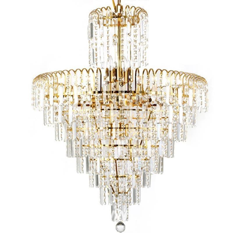 Moderný elegantný krištáľový závesný kužeľový luster