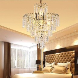 Moderný elegantný krištáľový závesný kužeľový luster