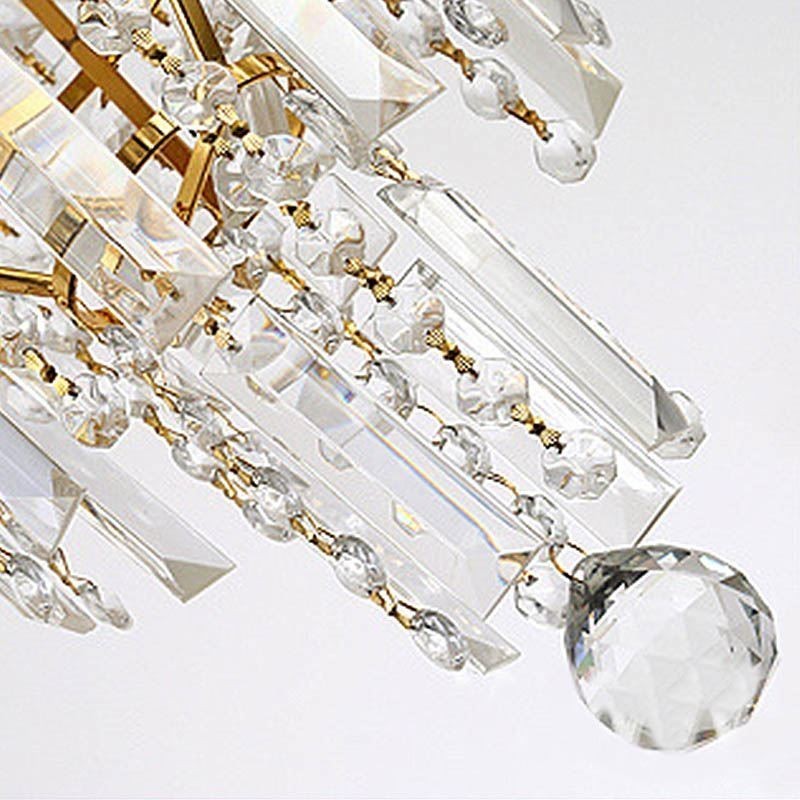Moderný elegantný krištáľový závesný kužeľový luster