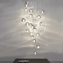 Moderné závesné svietidlo Crystal Cluster Jedinečné dvojité schodisko v tienidle krištáľovej lampy