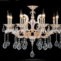 Luxusné svietidlá európskeho štýlu Candle Crystal Závesné zinkové zliatiny