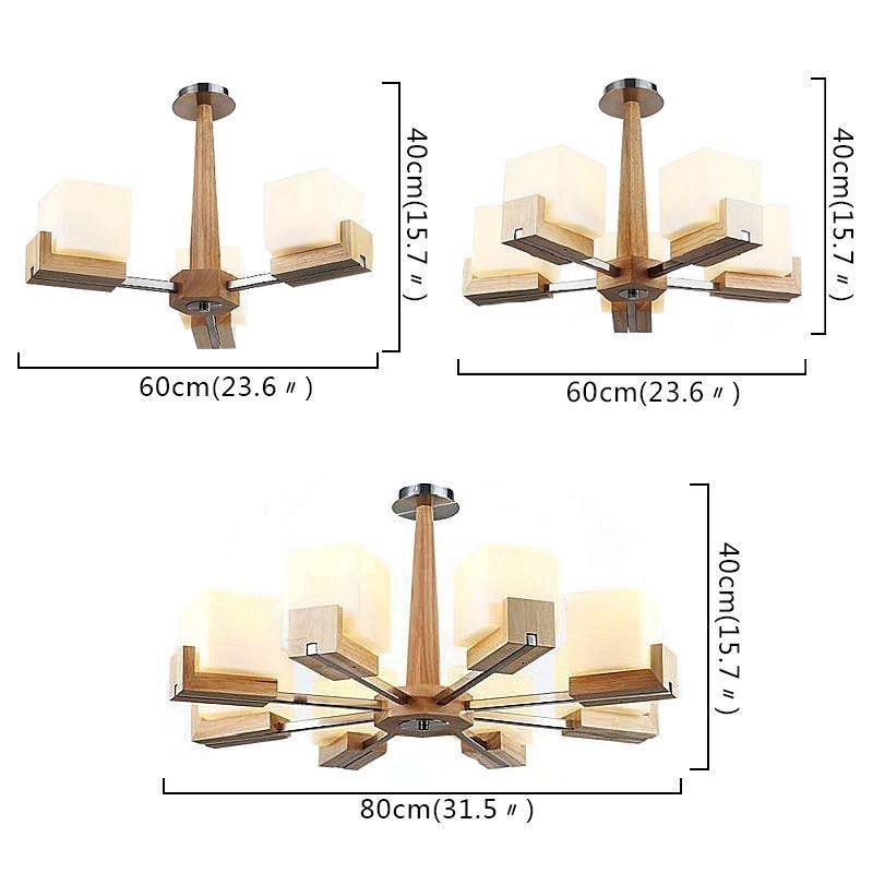 Severský drevený závesný svetelný sklenený luster na lampu