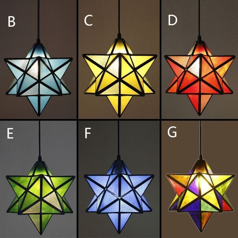 Európska závesná lampa z farebného skla Creative Star Závesná lampa