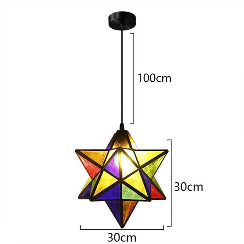 Európska závesná lampa z farebného skla Creative Star Závesná lampa