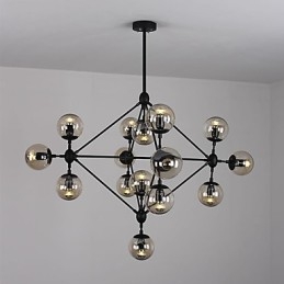 Luster 15 svetiel Sklenené guľové svetlá Retro Vonkajšie garáže Kov