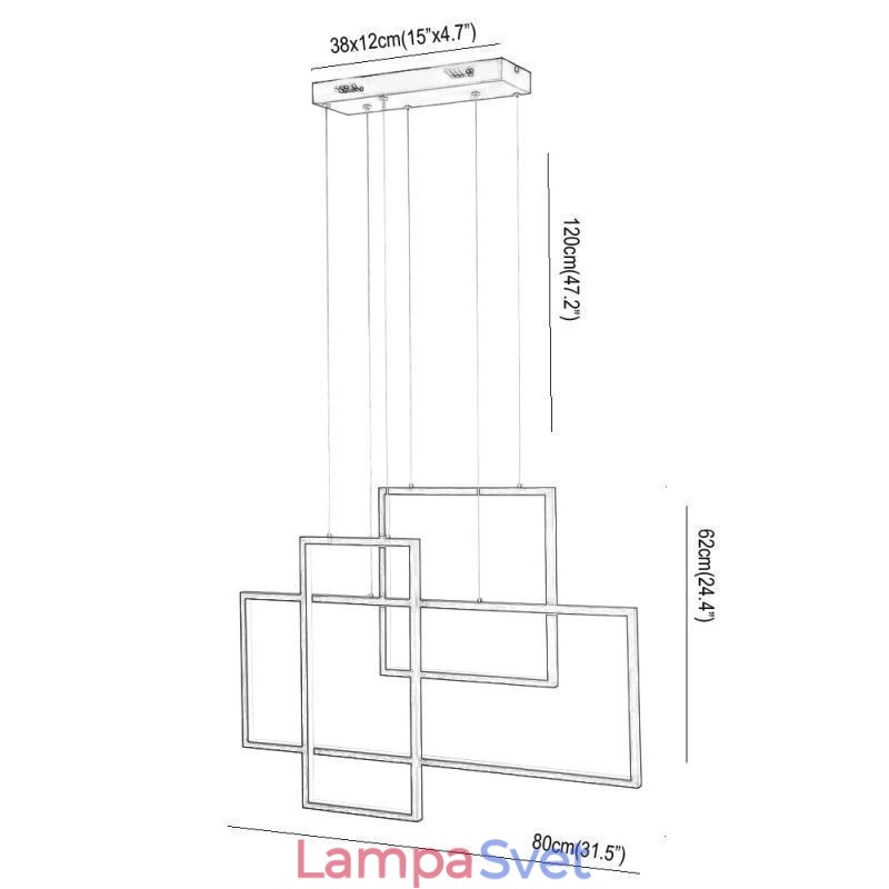 Severské závesné svietidlo Geometrické štvorcové závesné svietidlo