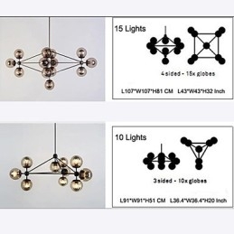 Luster 15 svetiel Sklenené guľové svetlá Retro Vonkajšie garáže Kov