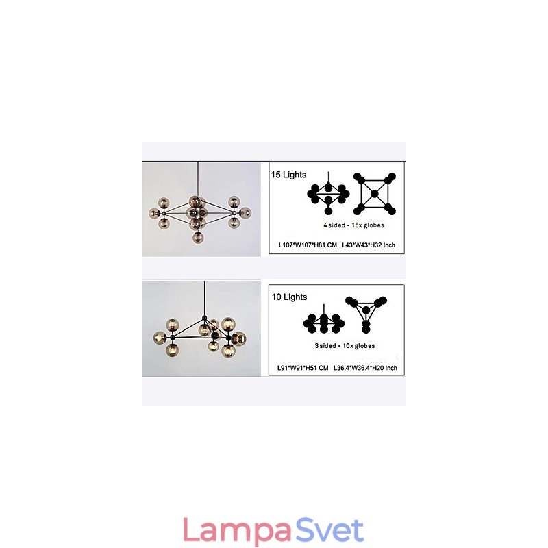 Luster 15 svetiel Sklenené guľové svetlá Retro Vonkajšie garáže Kov