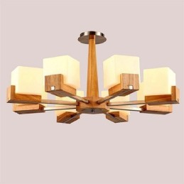 Severský drevený závesný svetelný sklenený luster na lampu