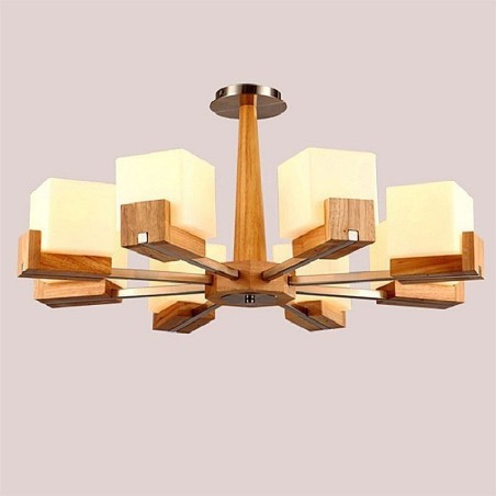 Severský drevený závesný svetelný sklenený luster na lampu Severský drevený závesný svetelný sklenený luster na lampu