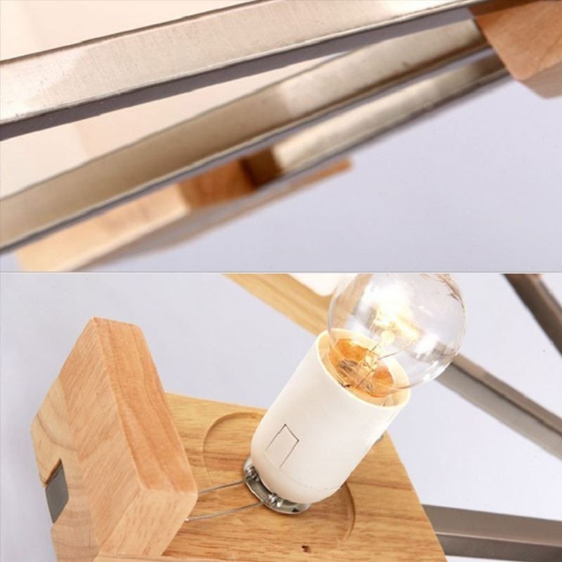 Severský drevený závesný svetelný sklenený luster na lampu