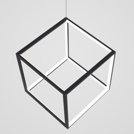 Osvetlenie s čiernym závesným svietidlom s geometrickou kockou Osvetlenie s čiernym závesným svietidlom s geometrickou kockou