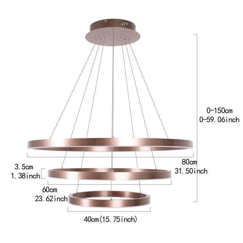 Závesná lampa na kreslenie Craft 3 krúžky 80+60+40cm