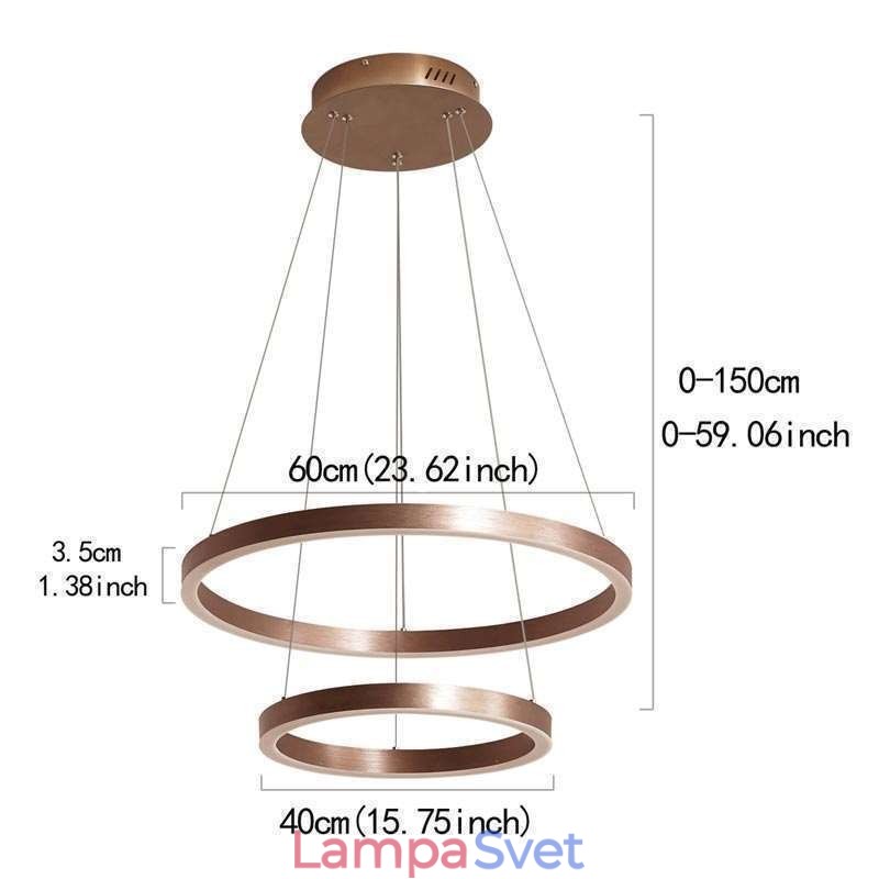 Závesná lampa na kreslenie Craft 2 krúžky 60+40cm