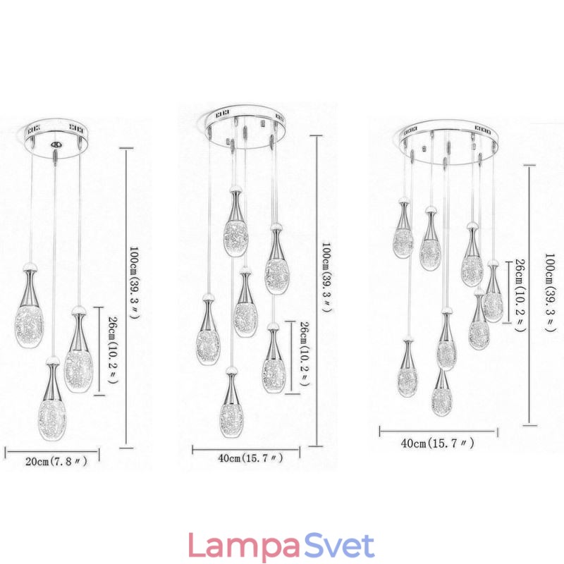 Závesné osvetlenie so zárodočnými sklenenými slzami