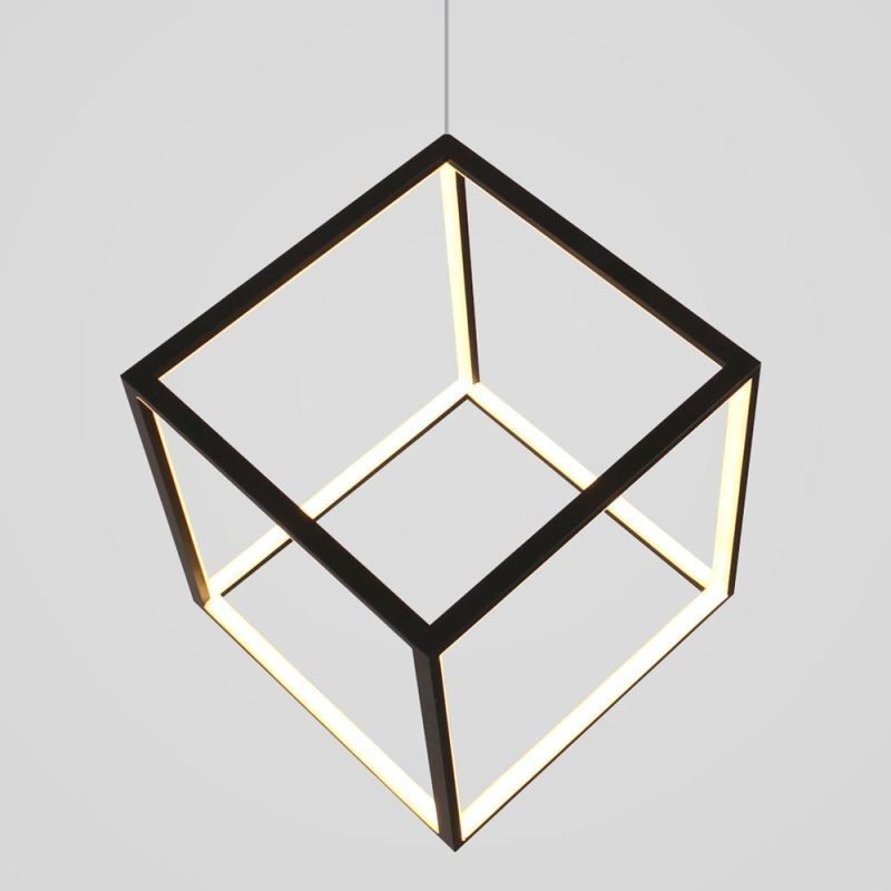 Čierna závesná lampa s geometrickou kockou LBY18069