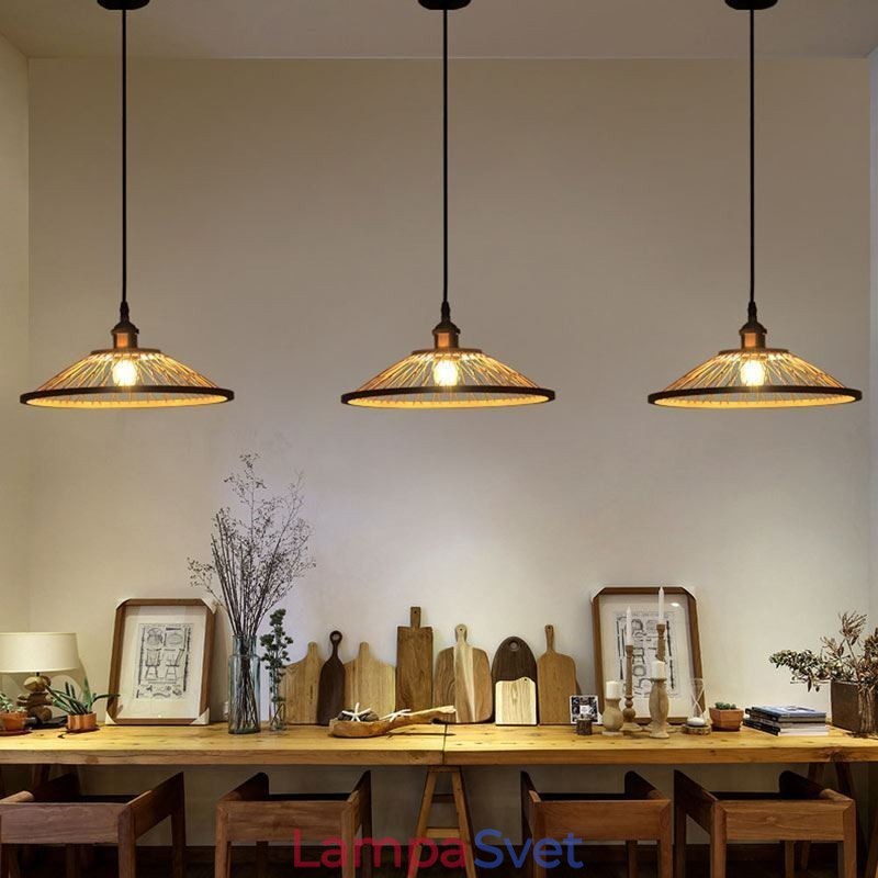 Dome Bamboo Pendant Light Ručne tkané prívesné svetlo