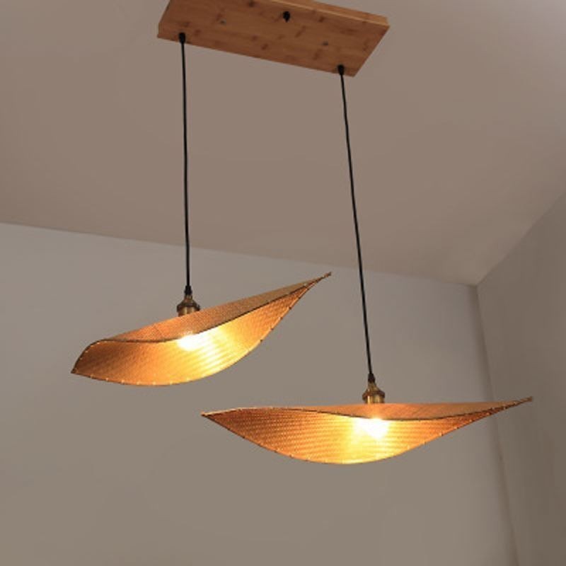 Creative Leaf Pendant Light Súčasné bambusové závesné svetlo Osvetlenie čajovne