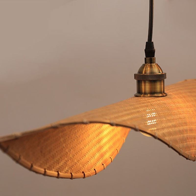 Creative Leaf Pendant Light Súčasné bambusové závesné svetlo Osvetlenie čajovne