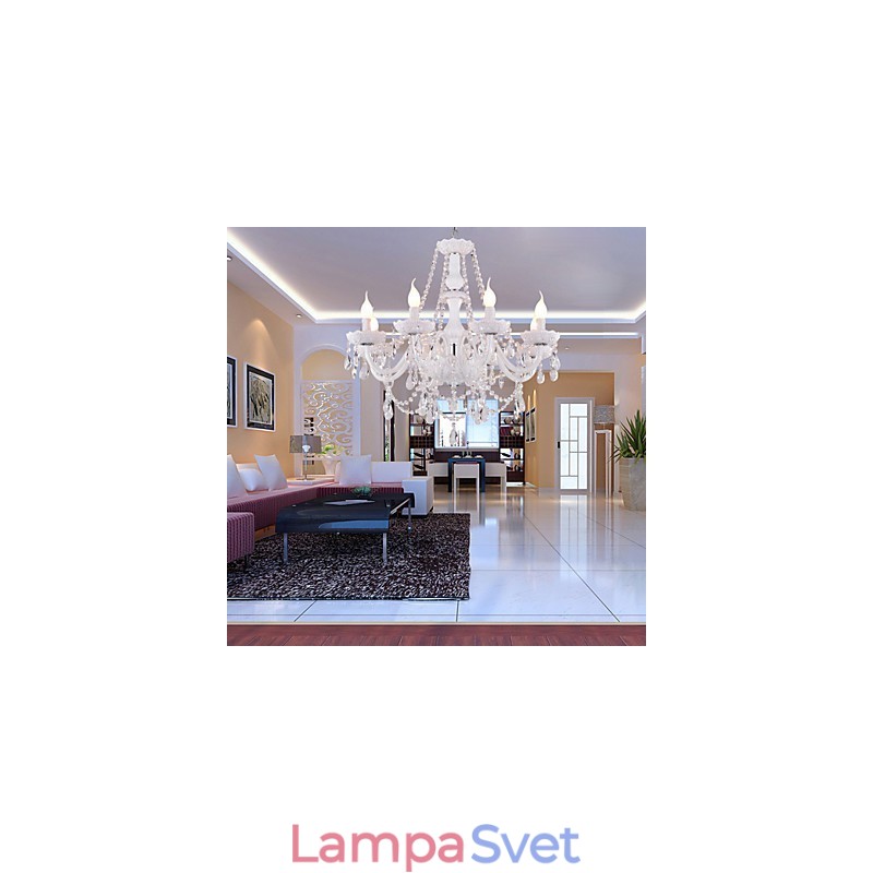 Luster White Crystal Modern Living 8 svietidiel