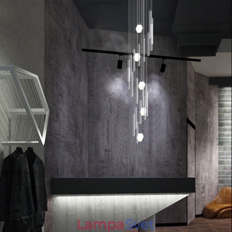 Klastrové závesné svietidlo Moderný veľký závesný krištáľový luster Duplex schodisko
