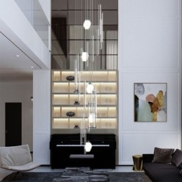 Klastrové závesné svietidlo Moderný veľký závesný krištáľový luster Duplex schodisko