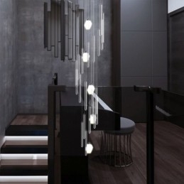 Klastrové závesné svietidlo Moderný veľký závesný krištáľový luster Duplex schodisko