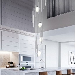 Klastrové závesné svietidlo Moderný veľký závesný krištáľový luster Duplex schodisko