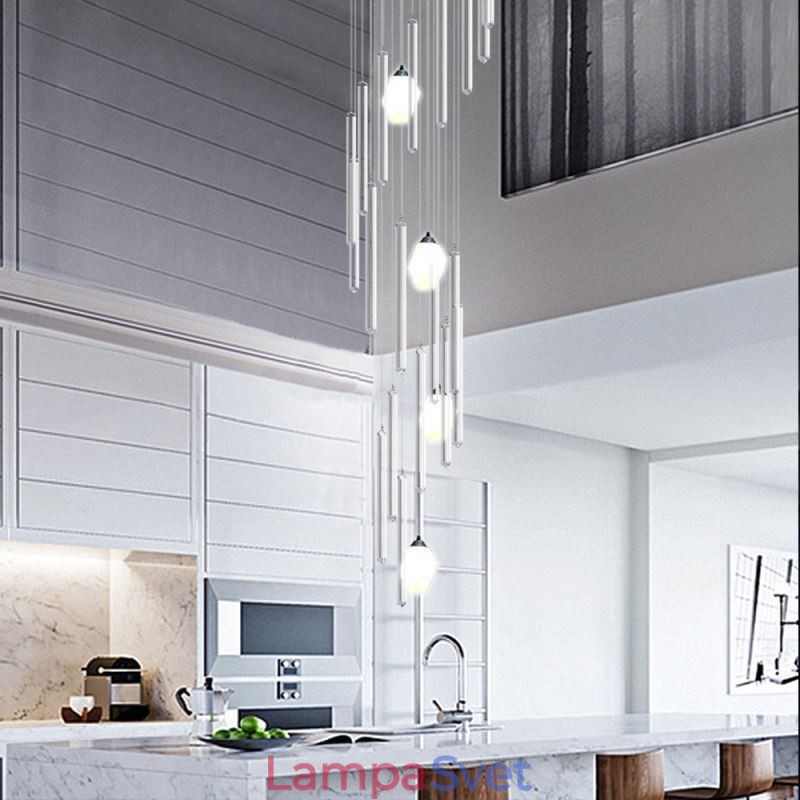 Klastrové závesné svietidlo Moderný veľký závesný krištáľový luster Duplex schodisko