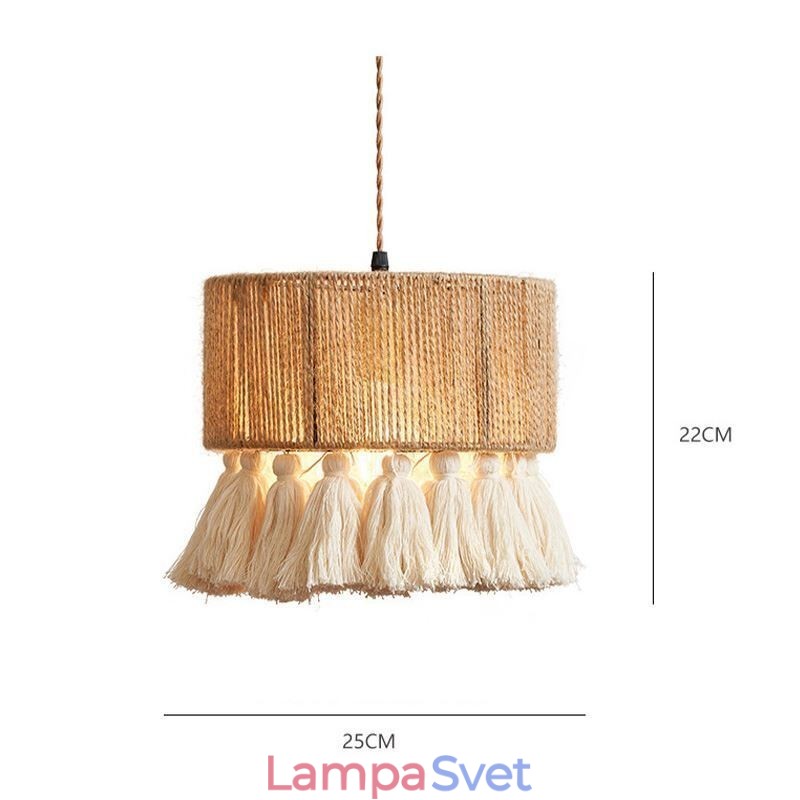 Konopné lano prívesok svetlo Retro dekorácia stropné svetlo strapec tienidlo lampy