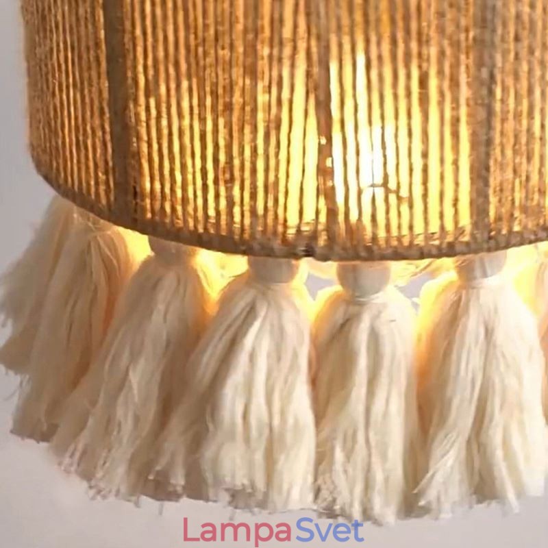 Konopné lano prívesok svetlo Retro dekorácia stropné svetlo strapec tienidlo lampy