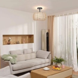 Papierová tkanina zapustená montáž 32 cm okrúhle tienidlo na lampu 3 svetlá