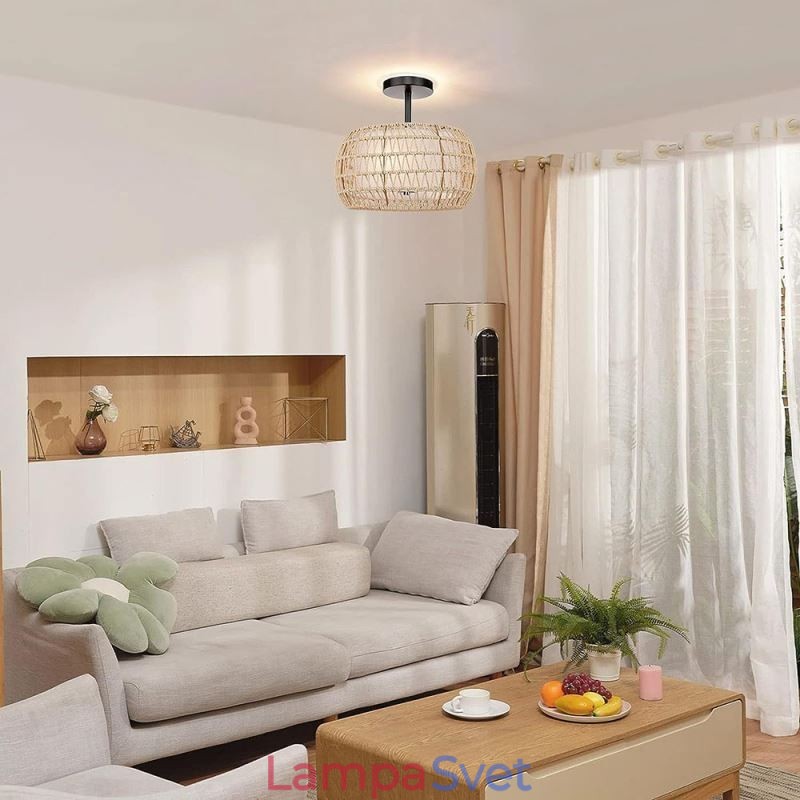 Papierová tkanina zapustená montáž 32 cm okrúhle tienidlo na lampu 3 svetlá