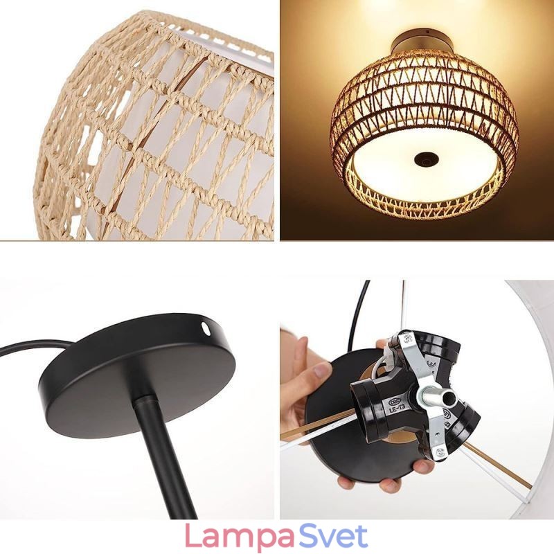 Papierová tkanina zapustená montáž 32 cm okrúhle tienidlo na lampu 3 svetlá