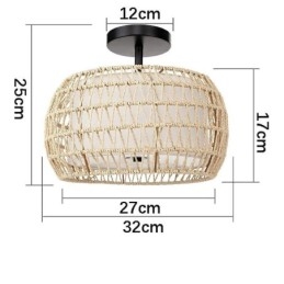 Papierová tkanina zapustená montáž 32 cm okrúhle tienidlo na lampu 3 svetlá