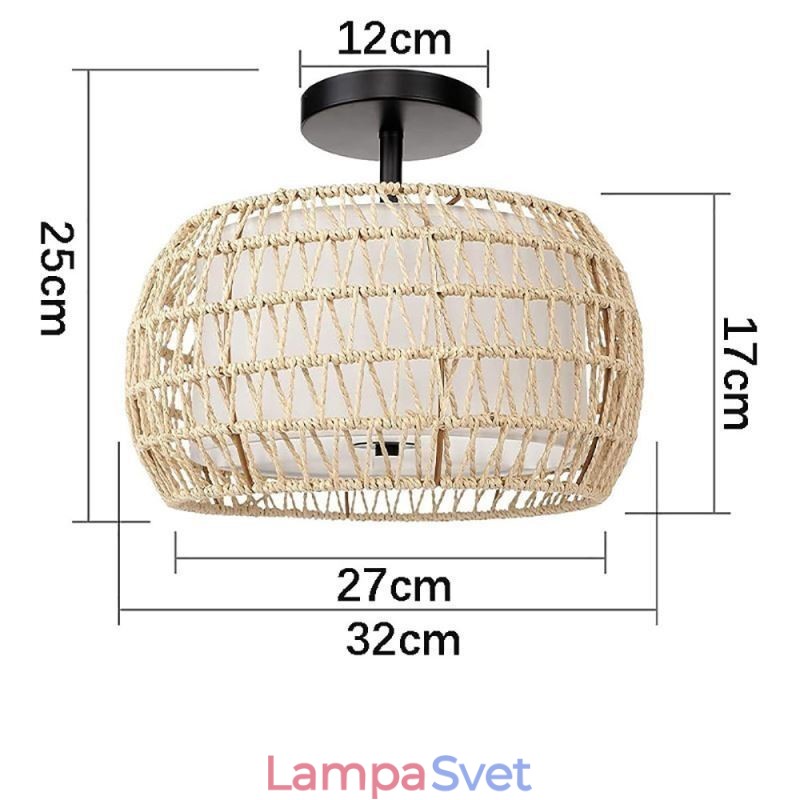 Papierová tkanina zapustená montáž 32 cm okrúhle tienidlo na lampu 3 svetlá