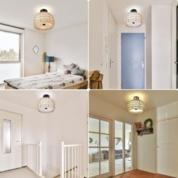 Papierová tkanina zapustená montáž 32 cm okrúhle tienidlo na lampu 3 svetlá