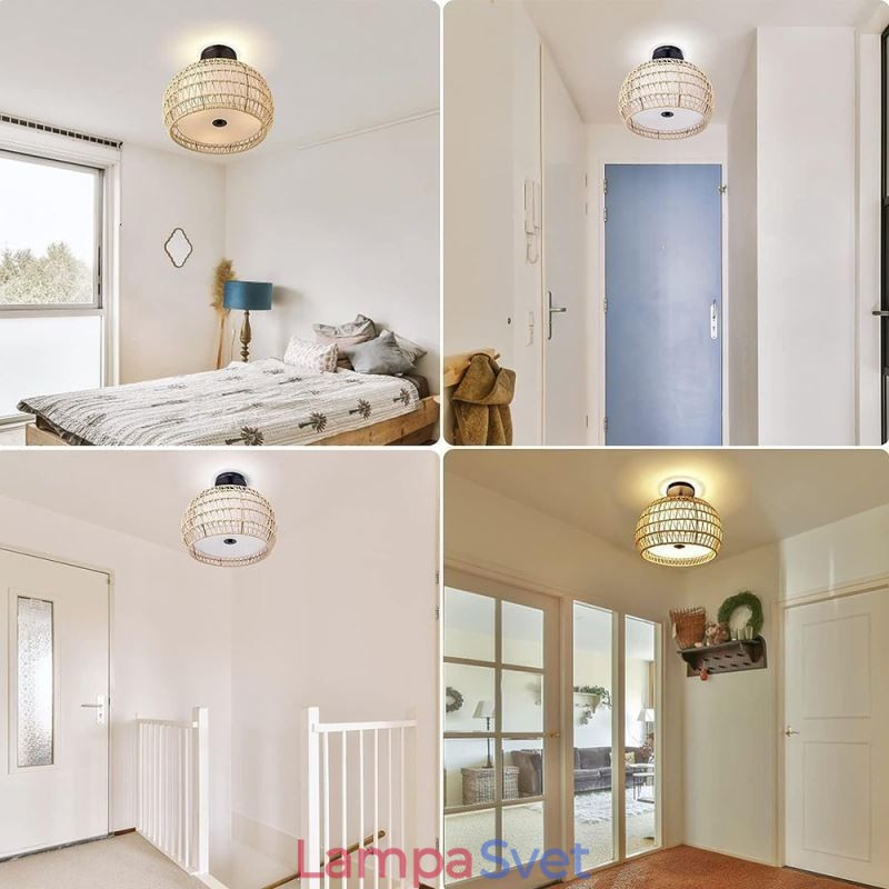 Papierová tkanina zapustená montáž 32 cm okrúhle tienidlo na lampu 3 svetlá