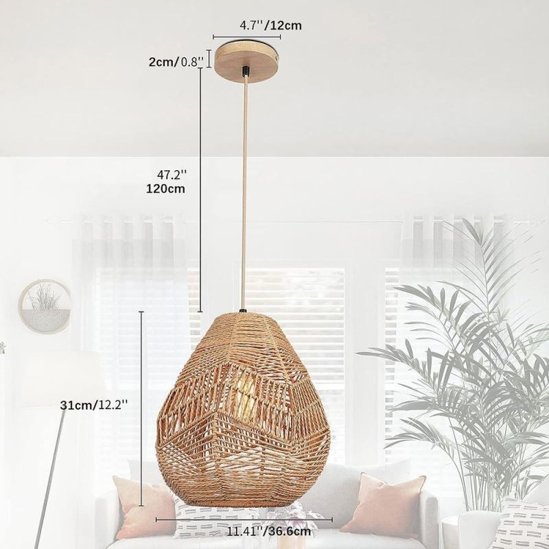Severské retro stropné svetlo prírodné papierové lano ručne tkané tienidlo na lampu