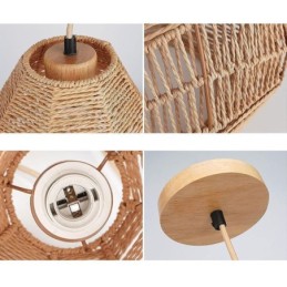 Severské retro stropné svetlo prírodné papierové lano ručne tkané tienidlo na lampu