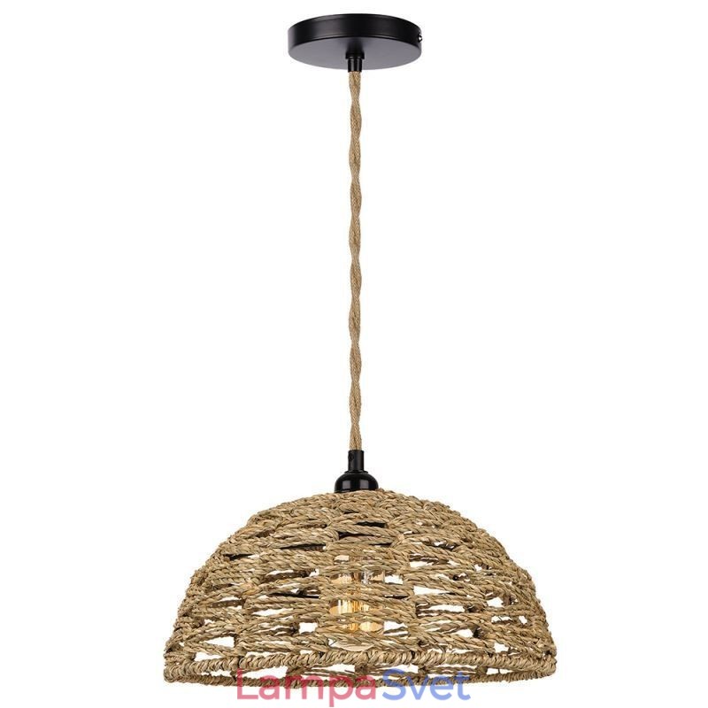 Vidiecky retro prívesok svetlo ručne tkaný papierový povraz tienidlo 30 cm