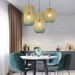Závesné svetlo z papierového lana Country Retro Gradient Blue Stropná lampa